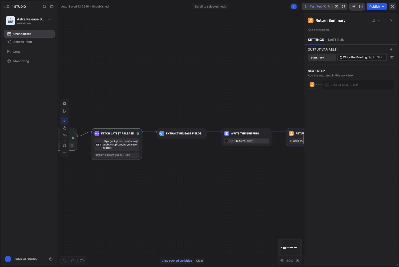 The final output maps the generated text to summary.